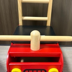 消防車　手押し車　木製　I'mTOYの画像