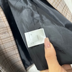 チェック ジャケット ダブルボタン コート レディース モカ ブラウン の画像