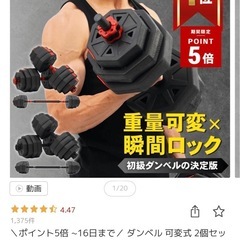 可変式ダンベル20kg2セット(バーベルに可変可能)の画像