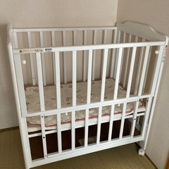 ベビーベッド＋日本製オーガニック布団7点セット＋プーさん敷マットの画像