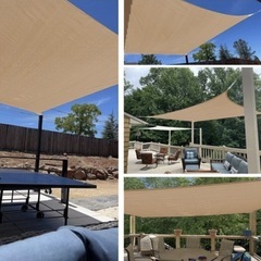 3×3mサンシェード防水 ベージュ  日除けシェード 雨よけ 遮光ネット  屋外 庭 ベランダ 目隠し の画像