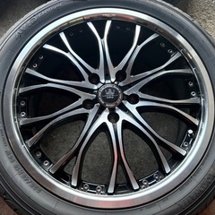 ロクサーニ18インチアルミホイール夏タイヤセット 18×7J 5H114.3PCD+53 YOKOHAMA 225/45R18 4本 ノアヴォクシーステップワゴンクラウンオデッセイの画像