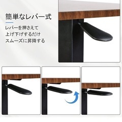 apollotech 昇降式サイドテーブル 机 高さ調節 サイドデスク 介護ベッドサイドテーブル キャスター付き (ブラウン)の画像