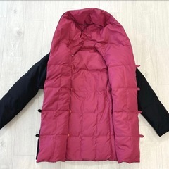 羽毛ミックスダウンコート　リバーシブル　ブラック　ピンクの画像