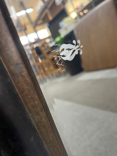 アジアン　鏡　木製縁