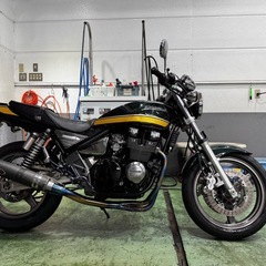 ZEPHYRχ グリーン／イエロータイガーカラーネイキッドバイクの画像