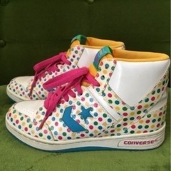 CONVERSE WEAPON マルチドット 24.0cm 美品 限定カラー ピンクシューレースの画像