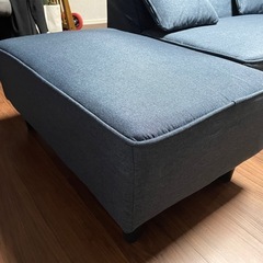 【美品】2人掛けカウチソファ オットマン クッション2個付き FHS-160 山善 YAMAZENの画像