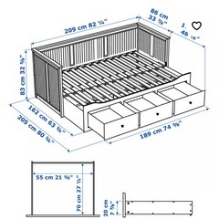 HEMNES  ソファベッド　ベッドフレーム　収納付きの画像