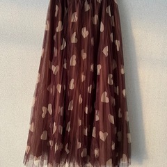 新品スカート ハート柄 ブラウンの画像