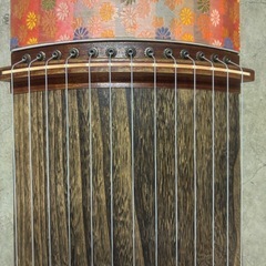 木製琴 13弦 花柄装飾 カバー付きの画像