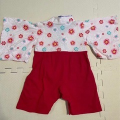 新品未使用★花柄袴ロンパース 赤・ピンクの画像