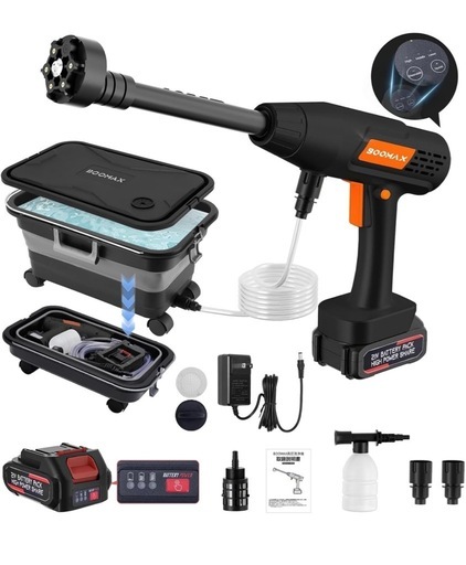 決まりました※定価12,999円●新品未使用●高圧洗浄機 22L折り畳みバケツ付き コードレス高圧洗浄機 充電式