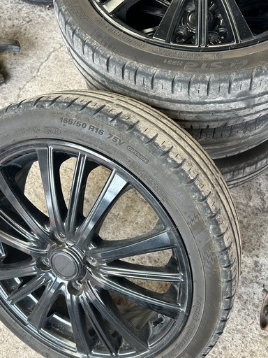 軽　16インチ　カラーブラック　　165/50R16 ホイールセット