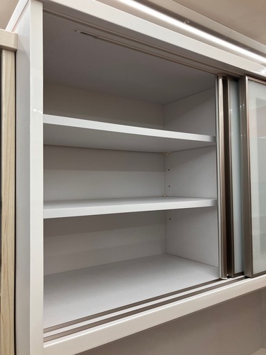 ?大川家具?レンジボード?スチーム対応?ホワイト?曇りガラス戸?おしゃれ?2912