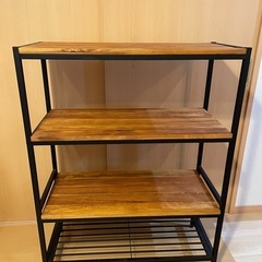 収納棚　ラック　棚　収納　スチール　木製天板　オープンシェルフ
の画像
