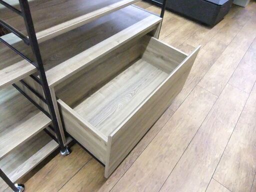 引出し付き シェルフラック 幅105×奥39.5×高85 収納家具 収納棚 シェルフ ラック 多目的棚 棚 キャスター付き 札幌市厚別区 厚別店