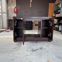 【値下げ】木製収納棚／テレビ台 幅110cm 奥行55cm の画像