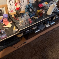 テレビ台　伸縮型　中古　現状引き渡し　ブラック　収納多数の画像