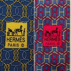 エルメスHERMES　ネクタイ2本セット　ネクタイレギュラータイパープル紫色ブルー青色SILKシルク絹100％フランス製の画像