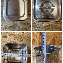 C(7838) ユキワ 深型 角キッチンポット 3個セット ステンレス 業務用 厨房用品 飲食店 店舗用の画像