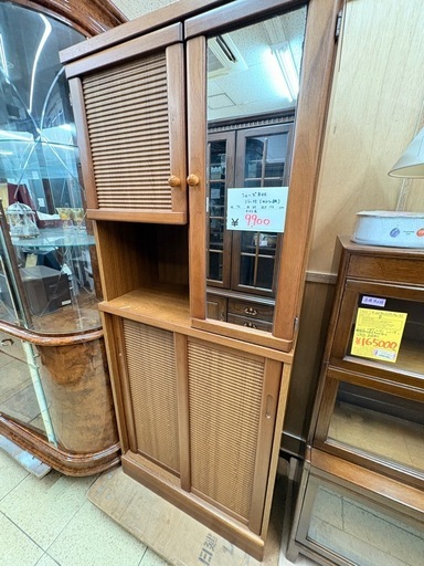 《リユースマン倉敷》シューズBOXミラー付き カントリー風 下駄箱 靴箱 玄関収納