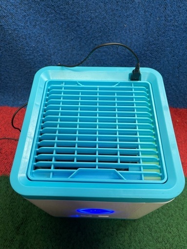 卓上ミニ冷風機／冷風扇 USB電源式 ブルー×ホワイト 動作確認済み