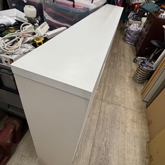 白引き戸収納棚\カウンター下薄型収納/薄型収納庫の画像