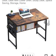 美品 デスク 80×50cm 収納ポケット付きの画像