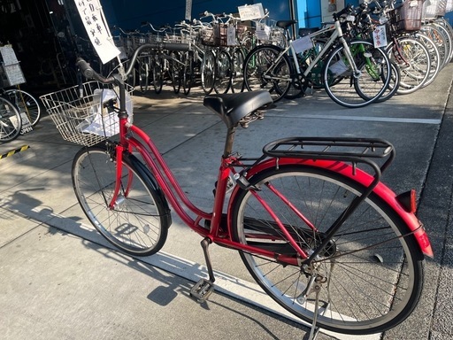 【大人用】整備済中古自転車 丸石26型ワイングラスS型  最廉価 婦人車 赤色 <自転車のオオムラ 静岡店>