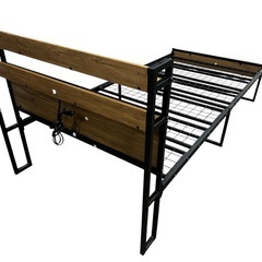 SINNONAKA シングルベッドフレーム 2段宮棚付き USB＆2口コンセントの画像