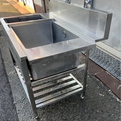 業務用 3口蛇口付き ソイルド 2槽シンク 幅1120×奥700×高さ815+170(mm) 二槽シンク ソイルドシンク 二層シンク 二層 2層 水栓付き 大阪の画像