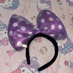 ディズニー　カチューシャ　ミニー　デイジー　デカリボン　水玉　紫　パープルの画像