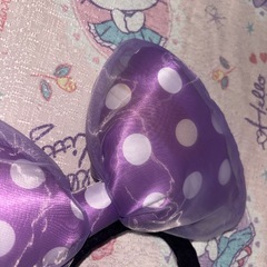 ディズニー　カチューシャ　ミニー　デイジー　デカリボン　水玉　紫　パープルの画像