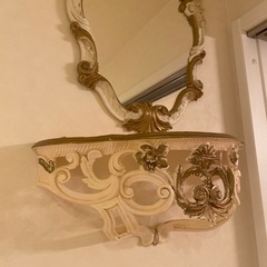 イタリア製　壁掛け　コンソール　ロココ調　白×ゴールドの画像