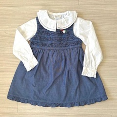 【美品】familiar100デニムワンピla poche biscuitの画像