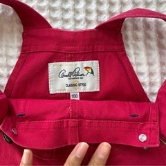 【美品】アーノルドパーマデニムジャンパースカート100赤チェックの画像