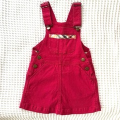 【美品】アーノルドパーマデニムジャンパースカート100赤チェックの画像