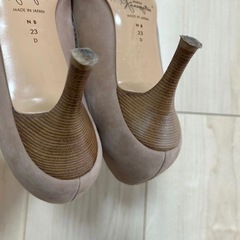 銀座かねまつ パンプス 23cm D ベージュ パイソン柄 切替 ハイヒールの画像