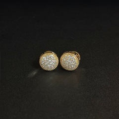 O4《新品》ITALY刻印 ラウンドカフス ゴールド ジルコニア風 ユニセックスの画像