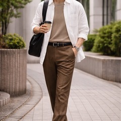 ブラウン スラックス メンズ ウエスト84cm ミリタリー系の画像