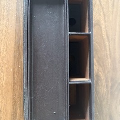 レザー調 ティッシュボックス 仕切り付き ブラウン 収納ケースの画像