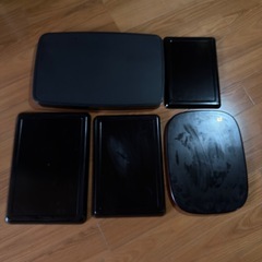 和風デザイン お盆5枚セット（漆塗り風）の画像