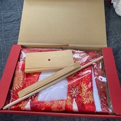 赤い花柄 被布着 未使用の画像