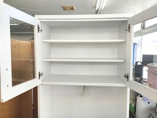 キッチンボード レンジボード 幅80㎝×奥行43.5㎝×高さ191.5㎝ ホワイト 白 コンセント2口 カップボード 食器棚 収納家具