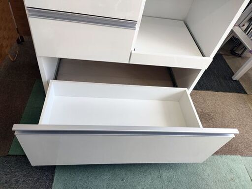 キッチンボード レンジボード 幅80㎝×奥行43.5㎝×高さ191.5㎝ ホワイト 白 コンセント2口 カップボード 食器棚 収納家具