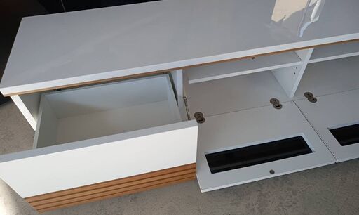 【B578】サンキコーポレーション　テレビボード　GZV210　UV塗装　WH/LBR　現状品