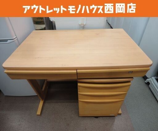 現状特価品！ コイズミ デスク リフティングワゴンセット 幅100cm 奥行70cm 高さ74cm ナチュラル 学習机 勉強机 袖机 札幌 西岡店