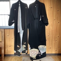 黒い着物☆古着物☆和服☆ファッション☆リメイク☆DIYの画像