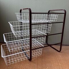 ワイヤーバスケット ワイヤーラック キッチンラック ダイニング収納 リビング収納 中古USED 長期保管品 ジャンク 訳あり 直接引き取り歓迎の画像